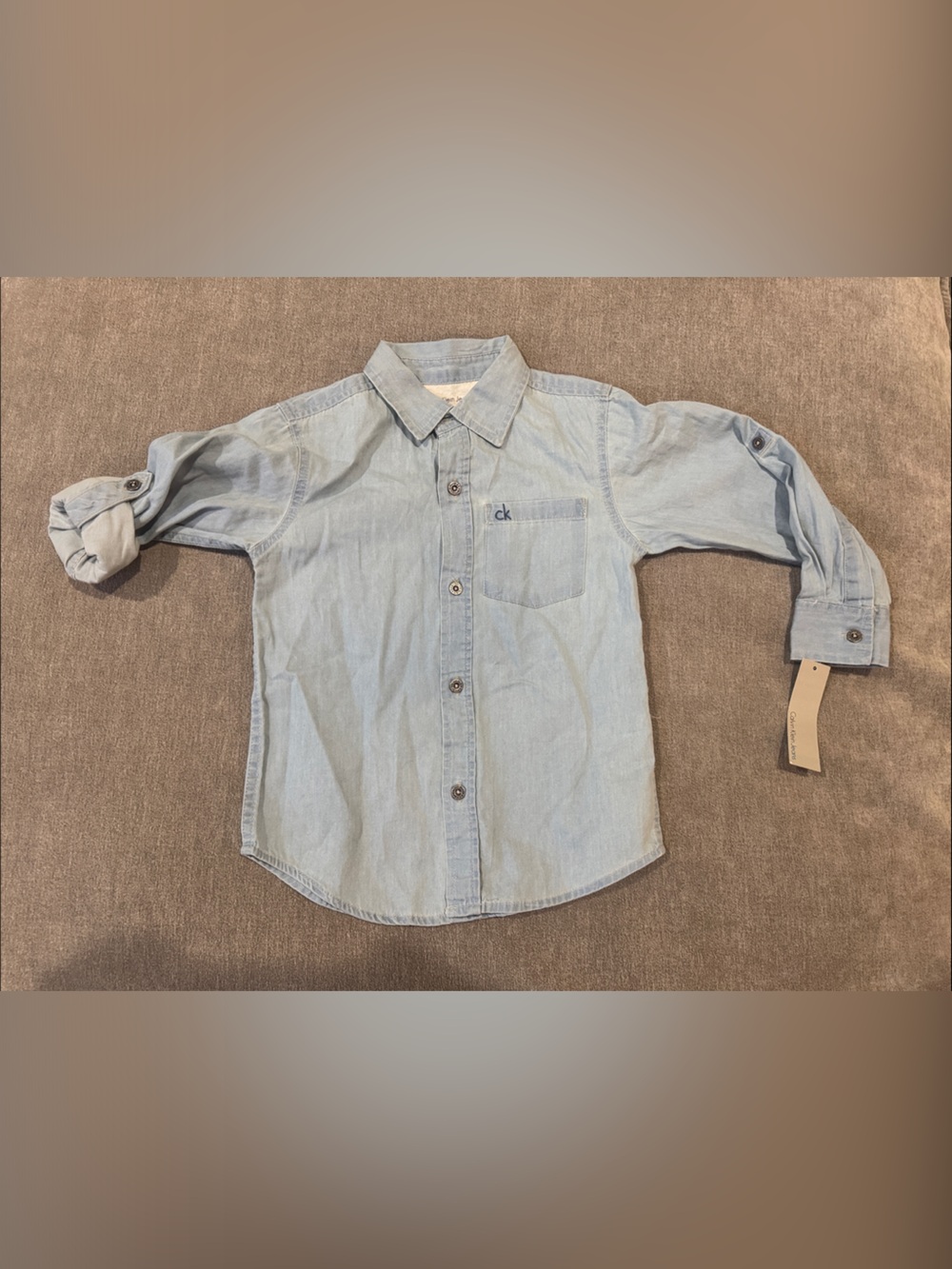 Calvin Klein Light Blue Denim-Style Button Down Shirt for Kids 5